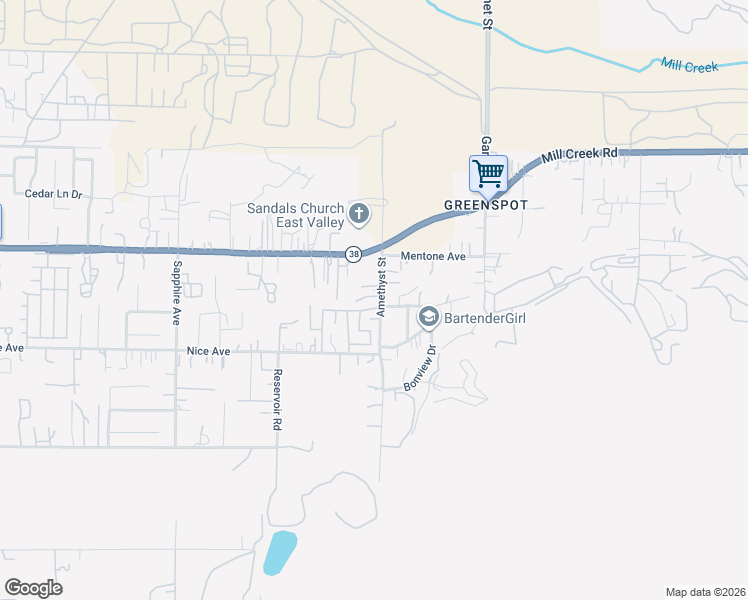 map of restaurants, bars, coffee shops, grocery stores, and more near 1267 Amethyst Street in Mentone