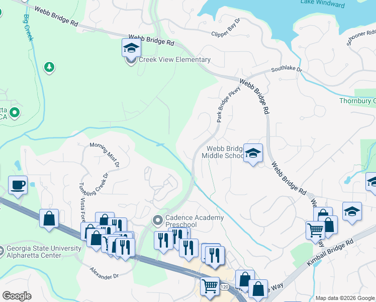 map of restaurants, bars, coffee shops, grocery stores, and more near 231 Autumn Sage Drive in Alpharetta