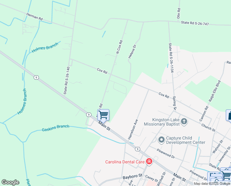 map of restaurants, bars, coffee shops, grocery stores, and more near 160 North Cox Road in Loris