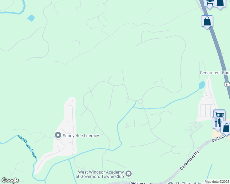 map of restaurants, bars, coffee shops, grocery stores, and more near 47 Cuthbert Lane in Acworth