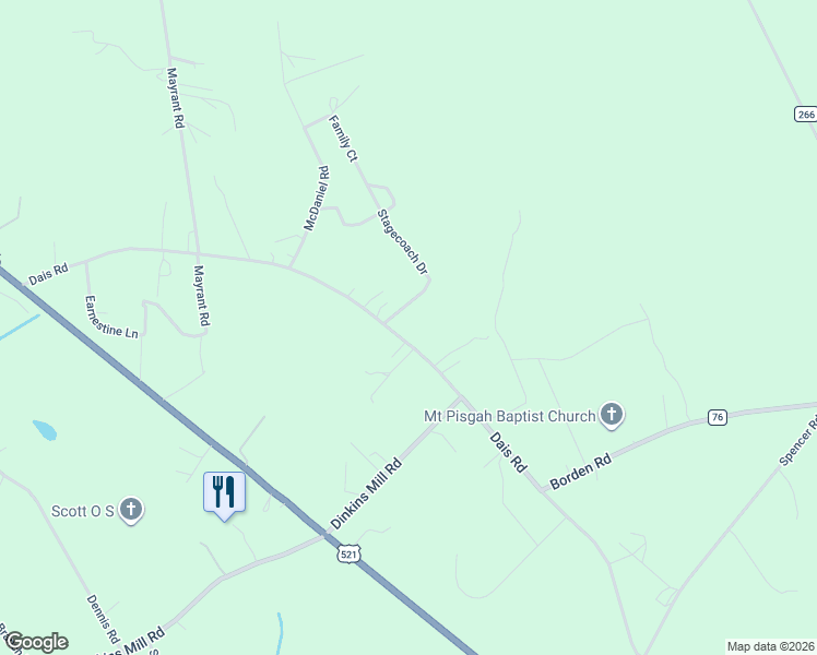 map of restaurants, bars, coffee shops, grocery stores, and more near 5255 Dais Road in Rembert