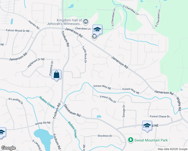 map of restaurants, bars, coffee shops, grocery stores, and more near 4923 Marlos Drive Northeast in Marietta
