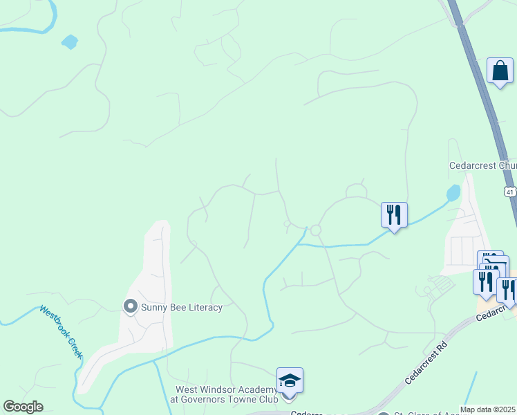 map of restaurants, bars, coffee shops, grocery stores, and more near 47 Cuthbert Lane in Acworth