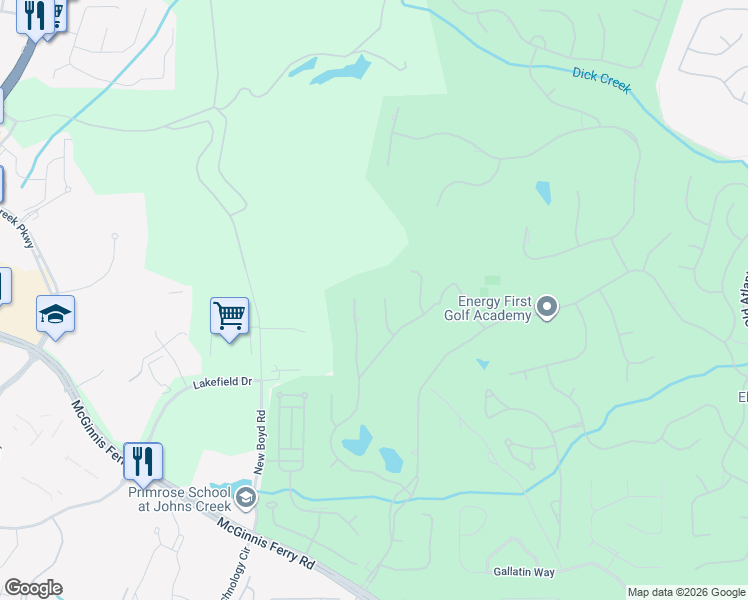 map of restaurants, bars, coffee shops, grocery stores, and more near 7955 Chancery Ridge in Duluth