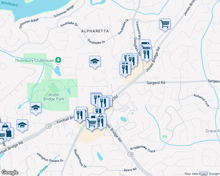 map of restaurants, bars, coffee shops, grocery stores, and more near 11780 Wellsley Way in Johns Creek