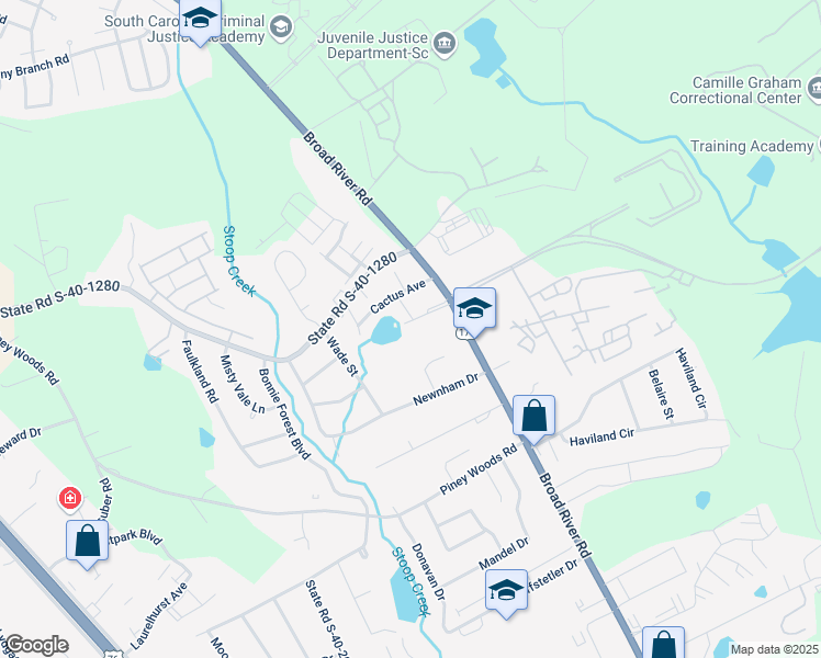 map of restaurants, bars, coffee shops, grocery stores, and more near 1224 Grove Park Lane in Columbia