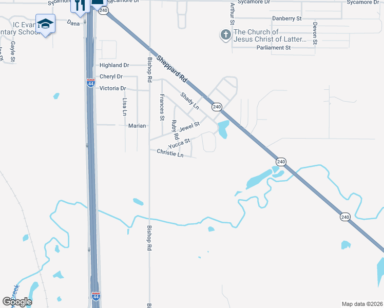 map of restaurants, bars, coffee shops, grocery stores, and more near 1311 Tyler Lane in Burkburnett
