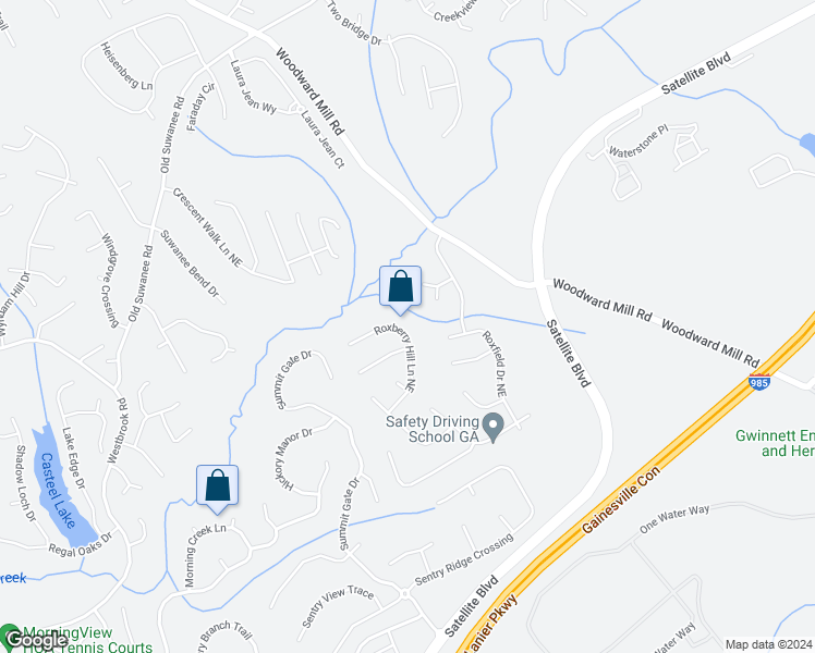 map of restaurants, bars, coffee shops, grocery stores, and more near 3963 Roxberry Hill Lane Northeast in Buford