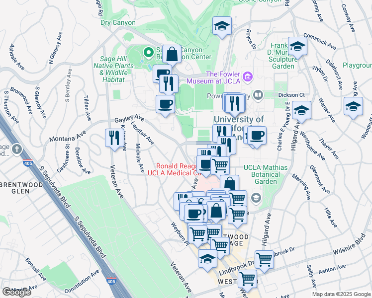 map of restaurants, bars, coffee shops, grocery stores, and more near in Los Angeles