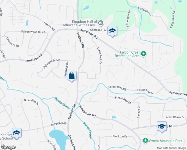 map of restaurants, bars, coffee shops, grocery stores, and more near 4930 Turtle Rock Drive in Marietta