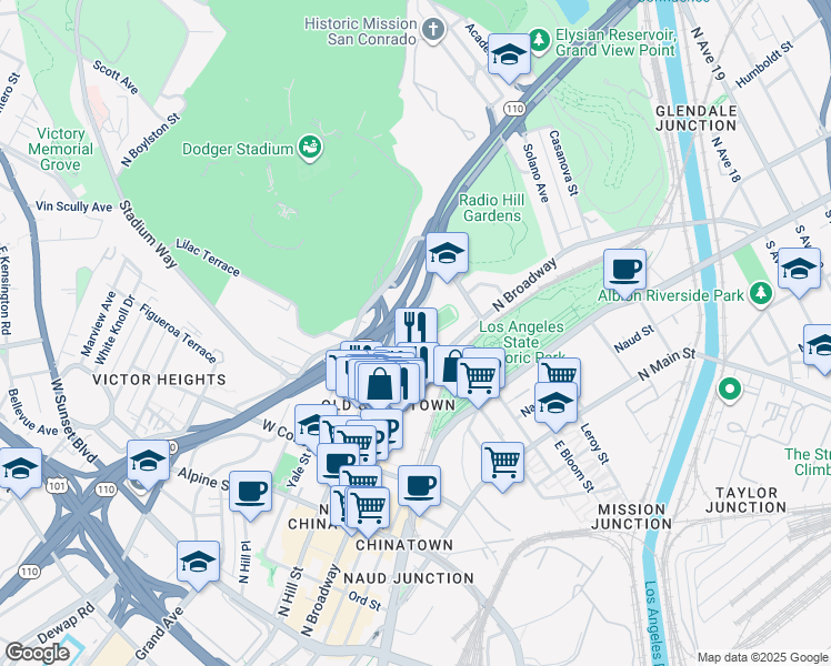 map of restaurants, bars, coffee shops, grocery stores, and more near 1027 Doyle Place in Los Angeles