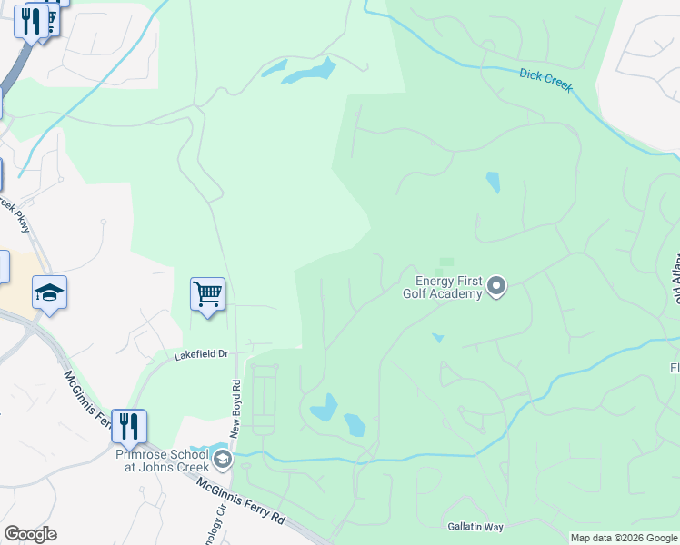 map of restaurants, bars, coffee shops, grocery stores, and more near 7965 Chancery Ridge in Duluth