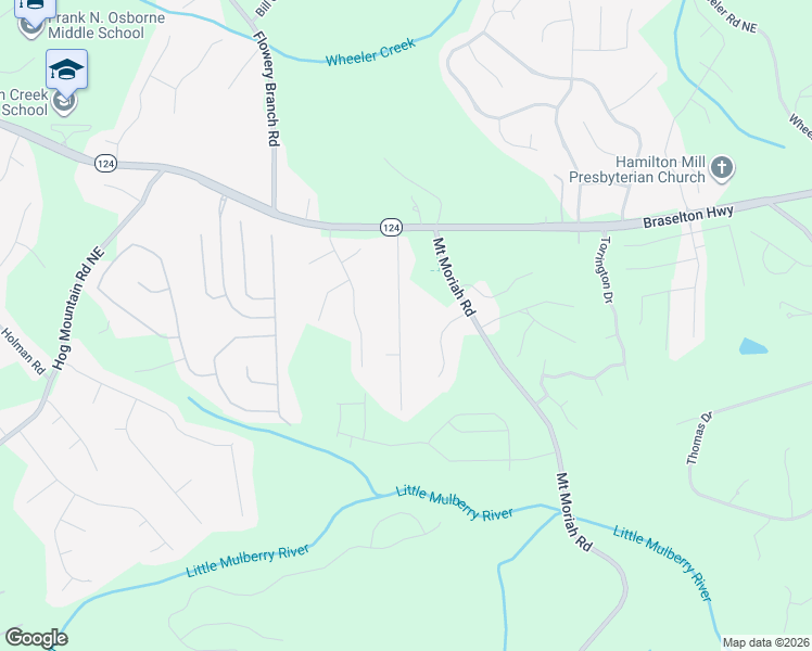 map of restaurants, bars, coffee shops, grocery stores, and more near 1465 Moriah Trce in Auburn