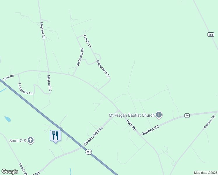 map of restaurants, bars, coffee shops, grocery stores, and more near 5255 Dais Road in Rembert