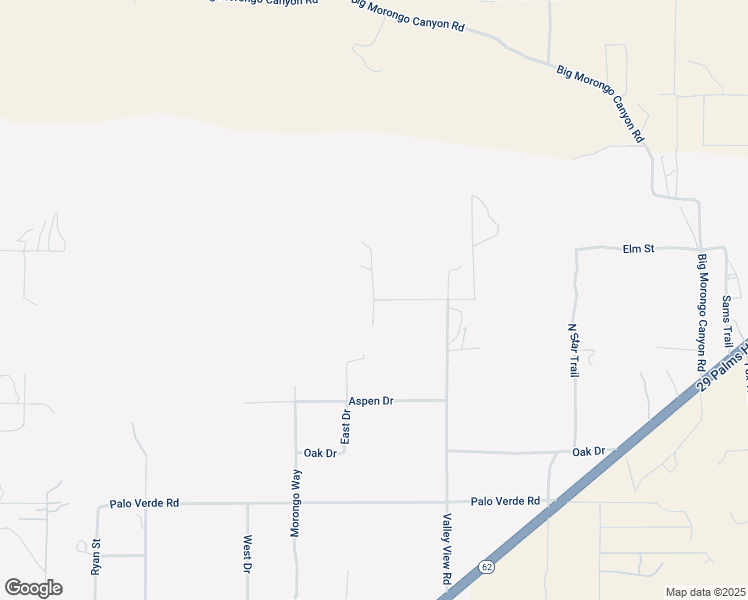 map of restaurants, bars, coffee shops, grocery stores, and more near Cedar Drive in Morongo Valley