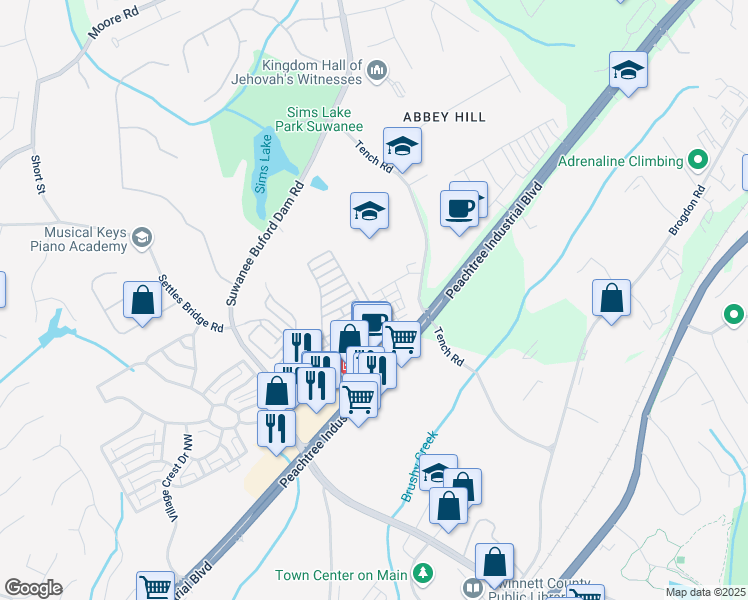 map of restaurants, bars, coffee shops, grocery stores, and more near in Suwanee
