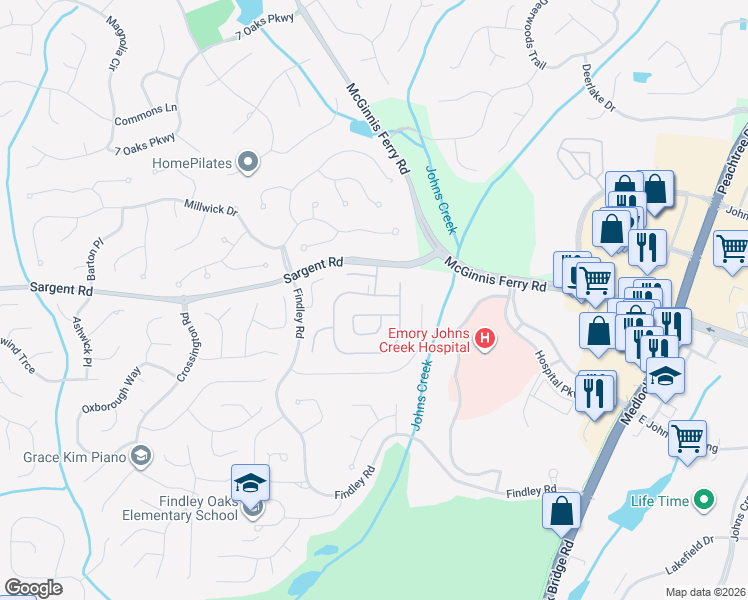 map of restaurants, bars, coffee shops, grocery stores, and more near 11905 Carriage Park Lane in Duluth