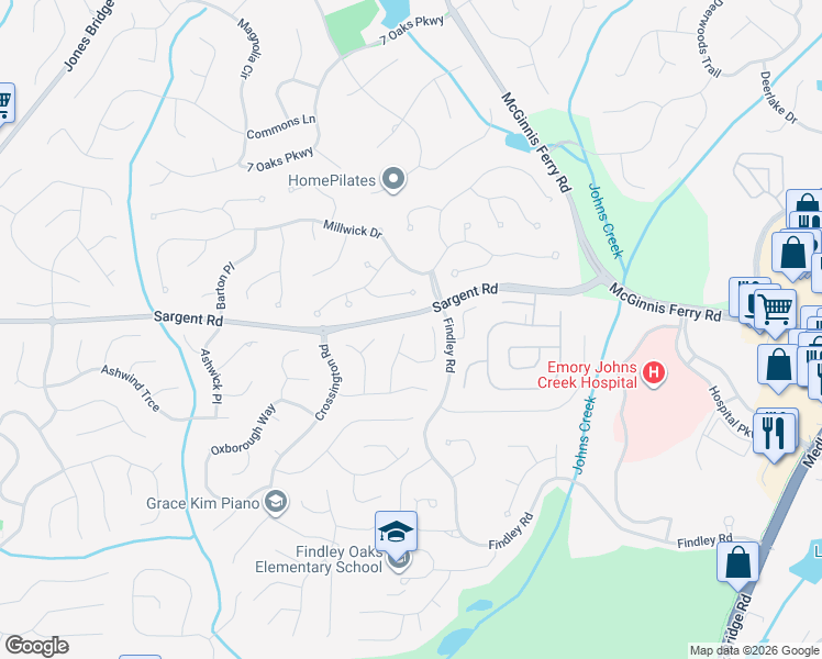 map of restaurants, bars, coffee shops, grocery stores, and more near 975 Cherringham Court in Alpharetta