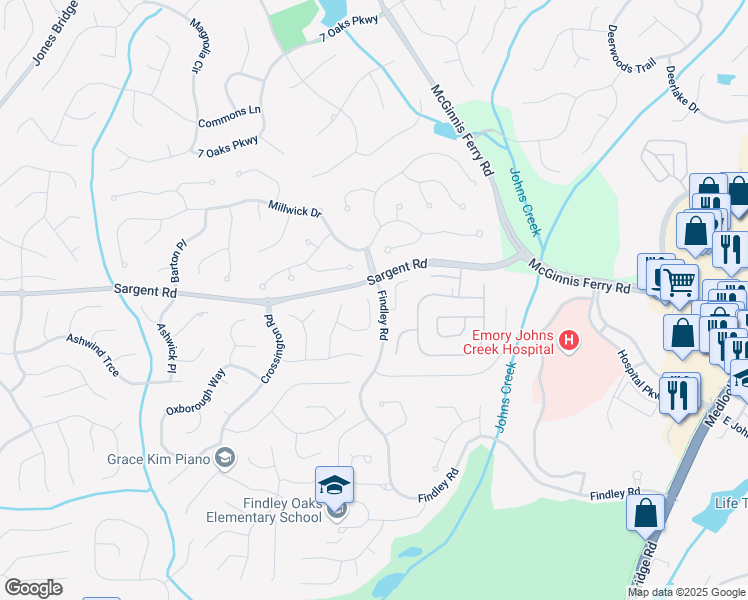 map of restaurants, bars, coffee shops, grocery stores, and more near 715 Wellingbrough Court in Alpharetta