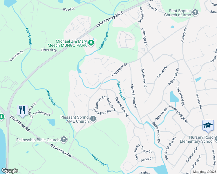 map of restaurants, bars, coffee shops, grocery stores, and more near 187 Cannon Dale Road in Columbia