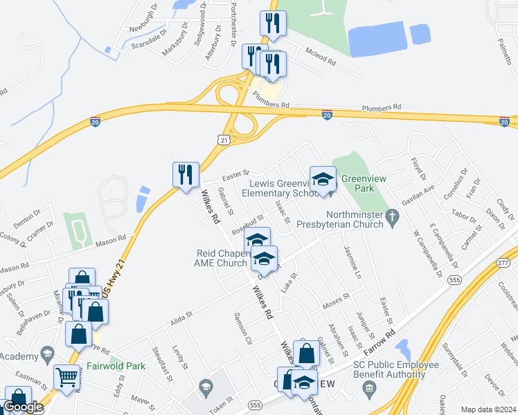 map of restaurants, bars, coffee shops, grocery stores, and more near 810 Armour Street in Columbia