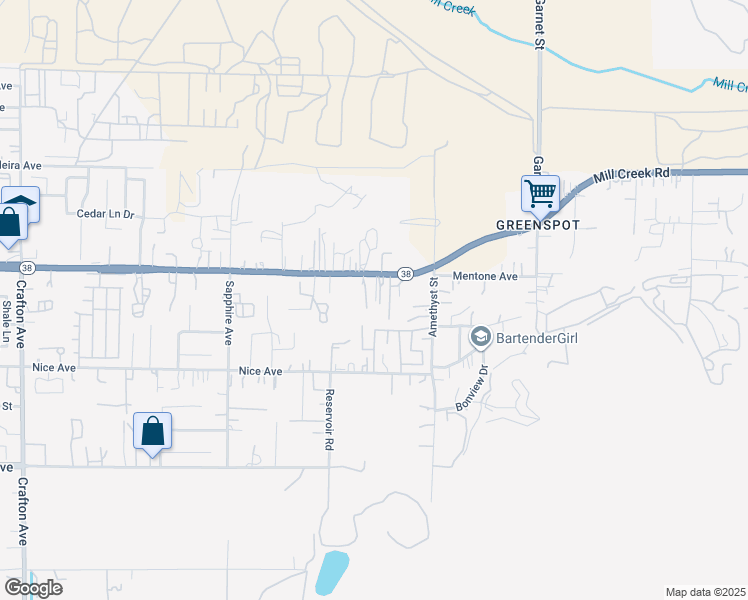 map of restaurants, bars, coffee shops, grocery stores, and more near 1241 Amethyst Street in Mentone