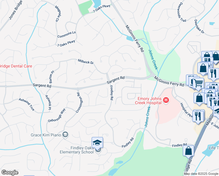 map of restaurants, bars, coffee shops, grocery stores, and more near 685 Wellingbrough Court in Alpharetta