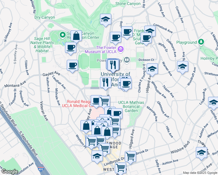 map of restaurants, bars, coffee shops, grocery stores, and more near in Los Angeles