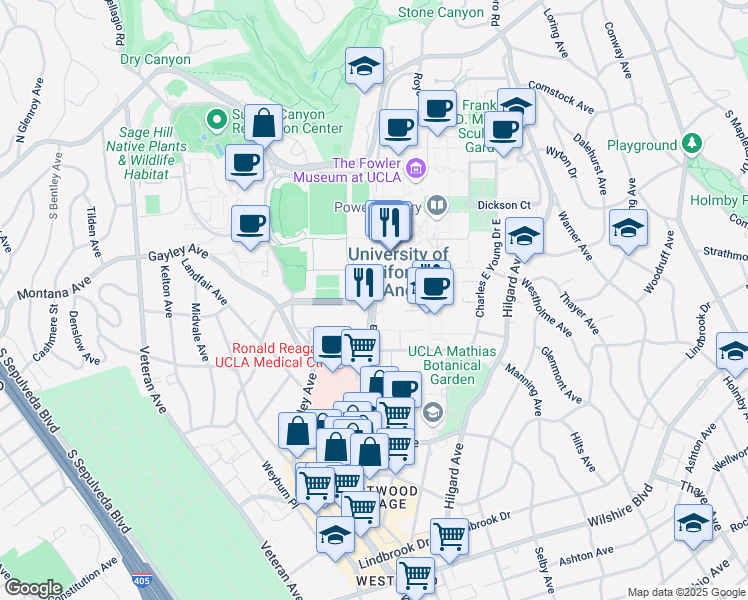 map of restaurants, bars, coffee shops, grocery stores, and more near in Los Angeles