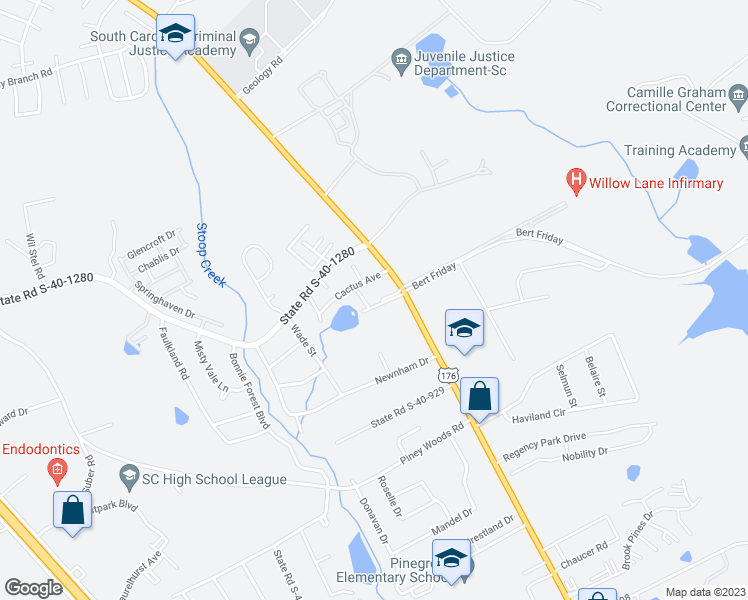 map of restaurants, bars, coffee shops, grocery stores, and more near 4621 Broad River Road in Columbia