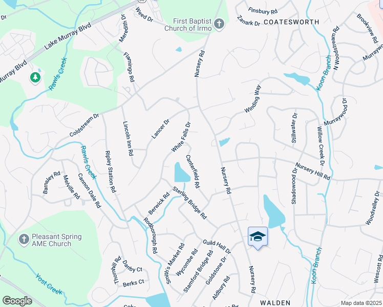 map of restaurants, bars, coffee shops, grocery stores, and more near 113 Canterfield Road in Columbia