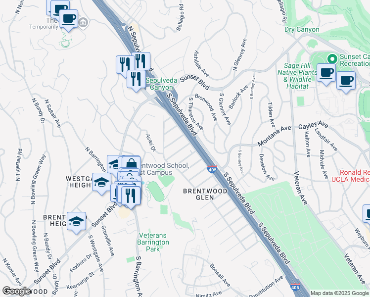 map of restaurants, bars, coffee shops, grocery stores, and more near 11320 Homedale Street in Los Angeles
