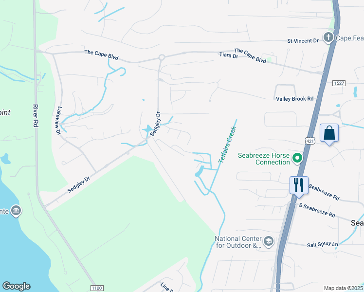 map of restaurants, bars, coffee shops, grocery stores, and more near 640 East Telfair Circle in Wilmington