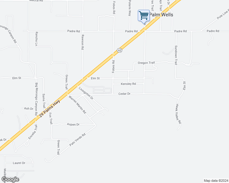 map of restaurants, bars, coffee shops, grocery stores, and more near 10091 Fobes Road in Morongo Valley