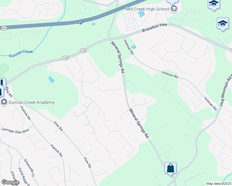 map of restaurants, bars, coffee shops, grocery stores, and more near 1801 Fox Ridge Drive in Hoschton