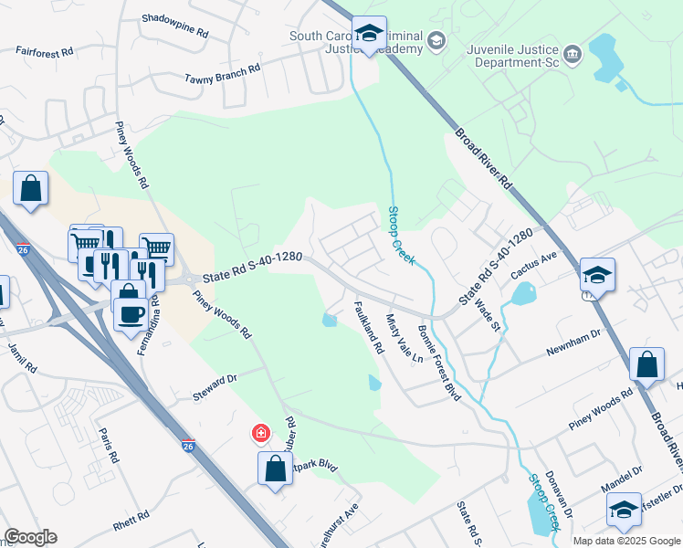 map of restaurants, bars, coffee shops, grocery stores, and more near 133 Springhaven Drive in Columbia