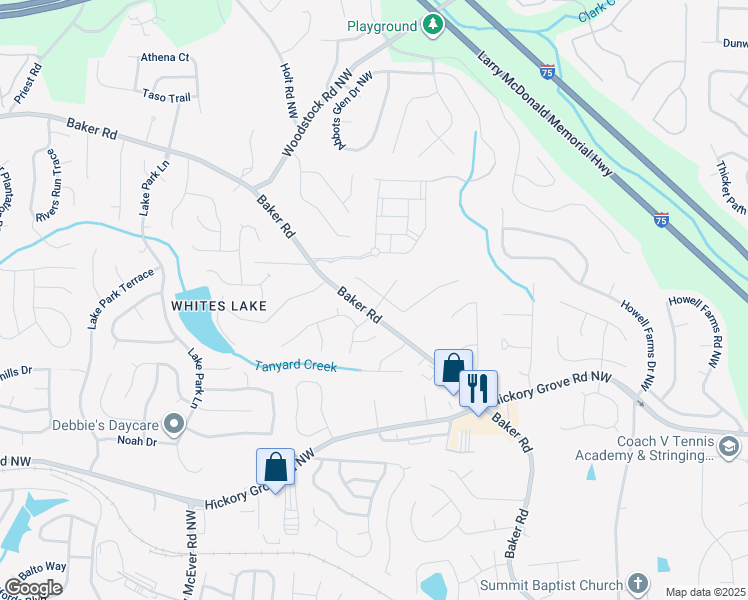 map of restaurants, bars, coffee shops, grocery stores, and more near 2691 Douglas Court in Acworth