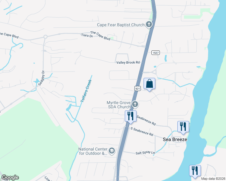 map of restaurants, bars, coffee shops, grocery stores, and more near 611 Trevis Lane in Wilmington