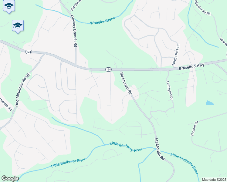 map of restaurants, bars, coffee shops, grocery stores, and more near 1495 Moriah Trce in Auburn