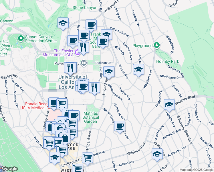 map of restaurants, bars, coffee shops, grocery stores, and more near in Los Angeles