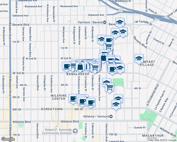 map of restaurants, bars, coffee shops, grocery stores, and more near in Los Angeles