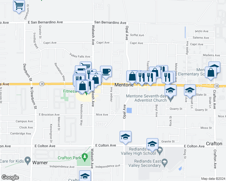 map of restaurants, bars, coffee shops, grocery stores, and more near 1230 Jasper Avenue in Mentone