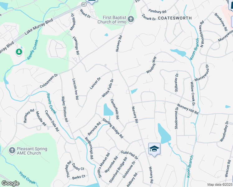 map of restaurants, bars, coffee shops, grocery stores, and more near 113 Canterfield Road in Columbia
