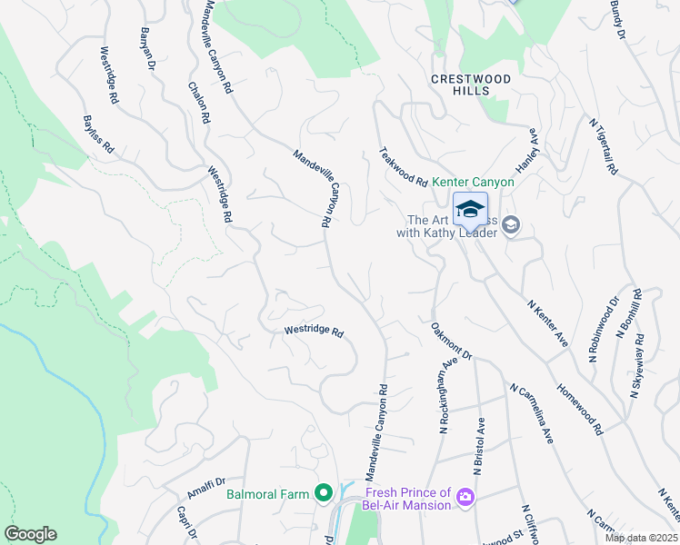 map of restaurants, bars, coffee shops, grocery stores, and more near 1900 Mandeville Canyon Road in Los Angeles