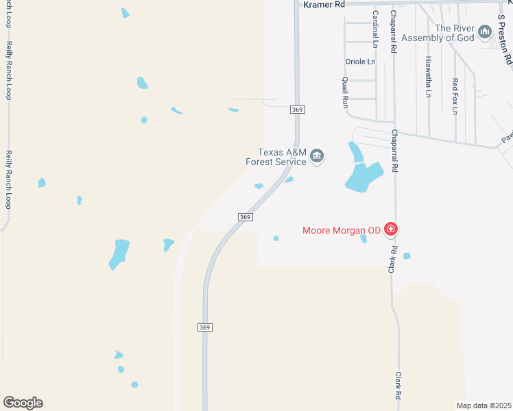 map of restaurants, bars, coffee shops, grocery stores, and more near 1605 Farm to Market 369 in Burkburnett