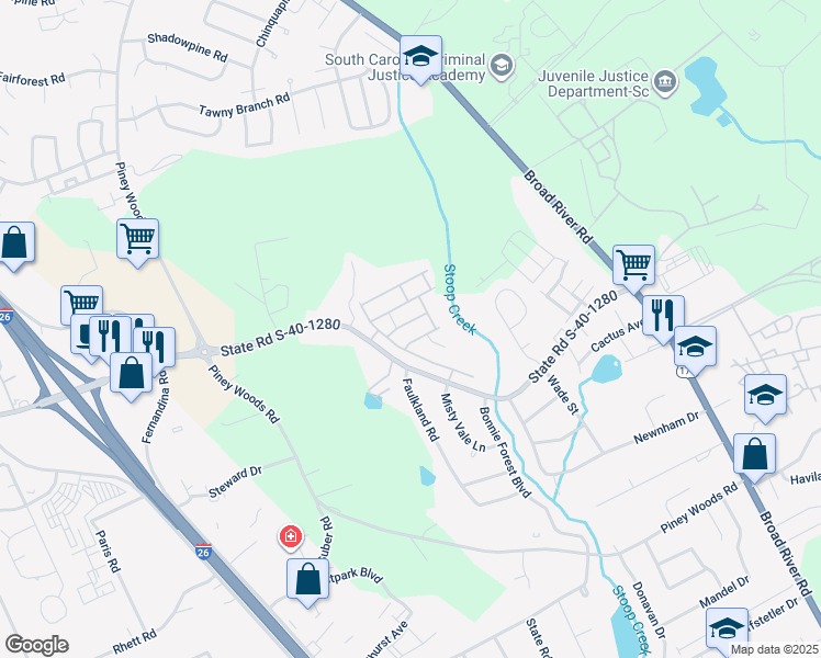 map of restaurants, bars, coffee shops, grocery stores, and more near 514 Lanesborough Drive in Columbia