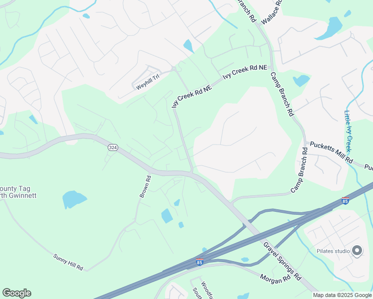 map of restaurants, bars, coffee shops, grocery stores, and more near 2491 Ivy Creek Road Northeast in Buford