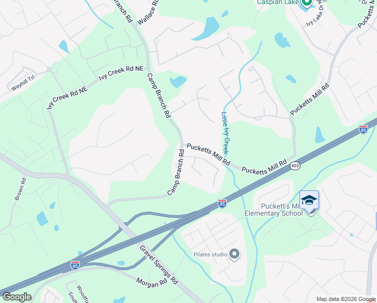 map of restaurants, bars, coffee shops, grocery stores, and more near 2792 Springbluff Lane in Buford