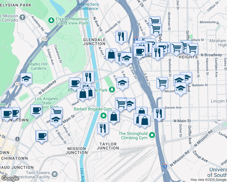 map of restaurants, bars, coffee shops, grocery stores, and more near 1771 Albion Street in Los Angeles