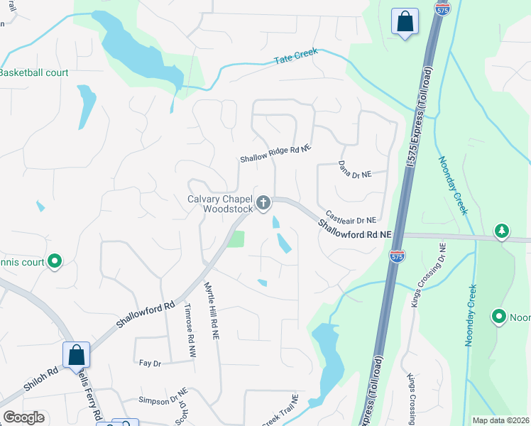 map of restaurants, bars, coffee shops, grocery stores, and more near 50 Shallowford Road in Kennesaw